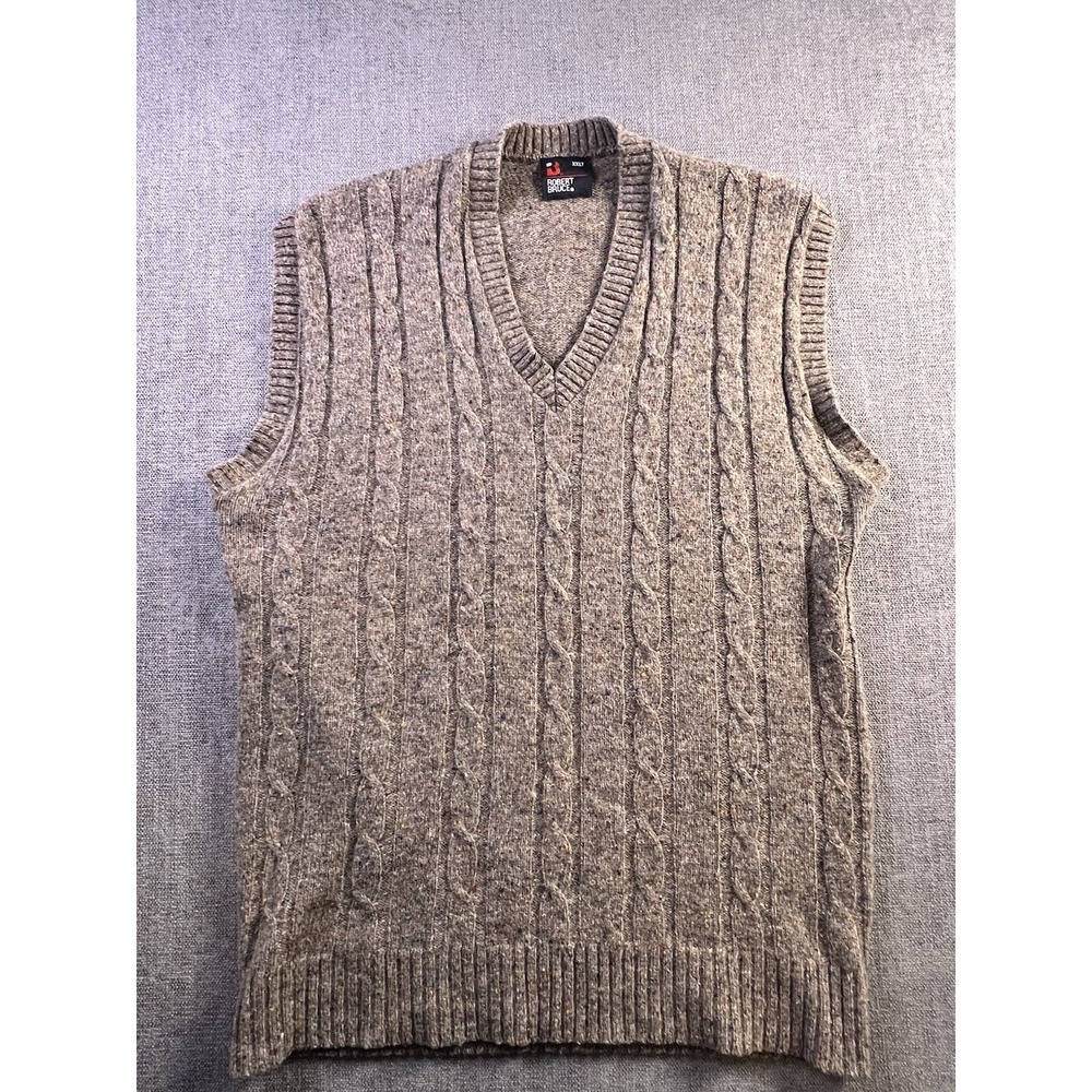 Vintage Robert‎ Bruce Vest Men XXL Wool Acrylic Cable Knit Made USA Preppy Golf